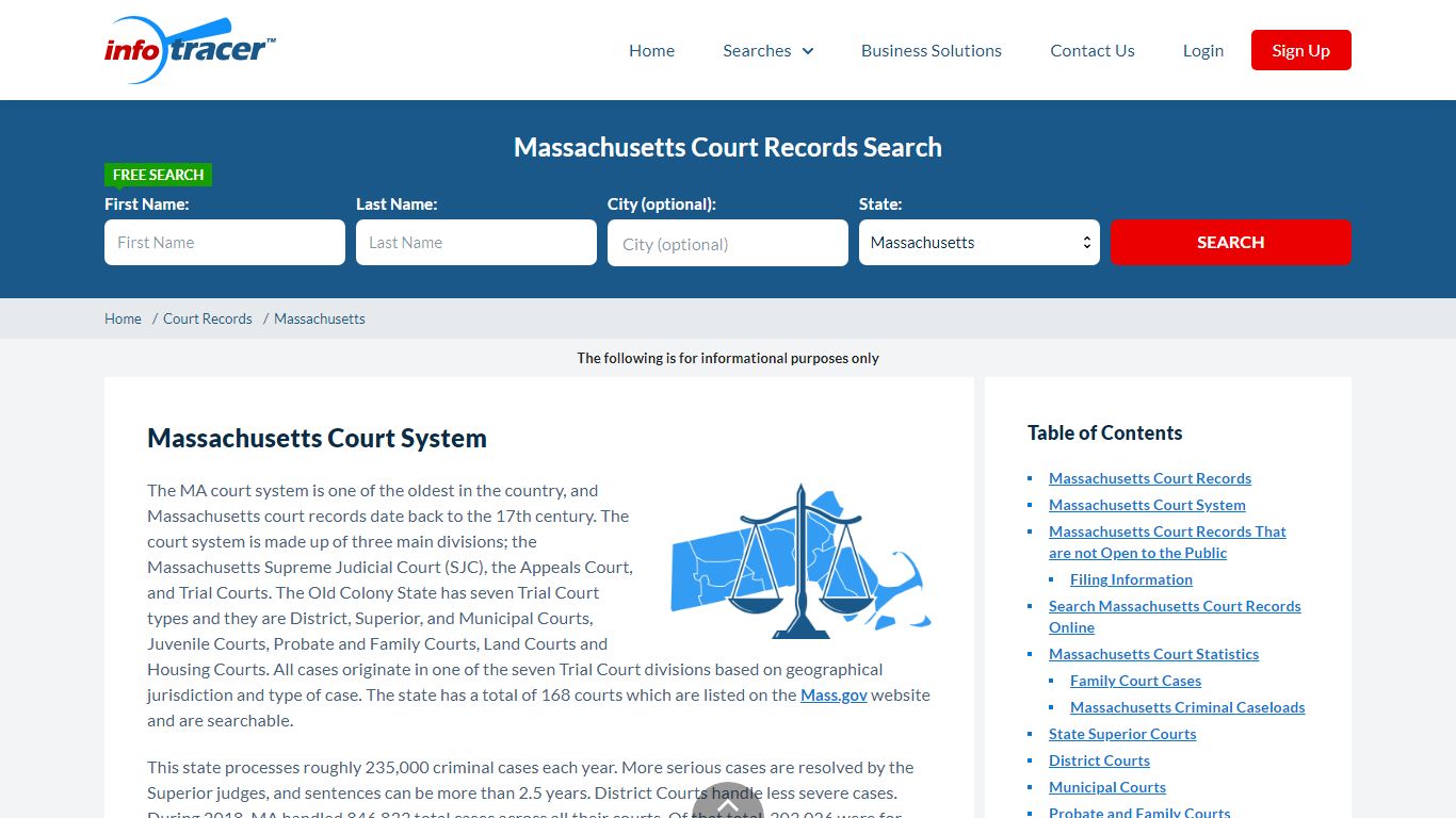 Search Massachusetts Court Records By Name Online - InfoTracer
