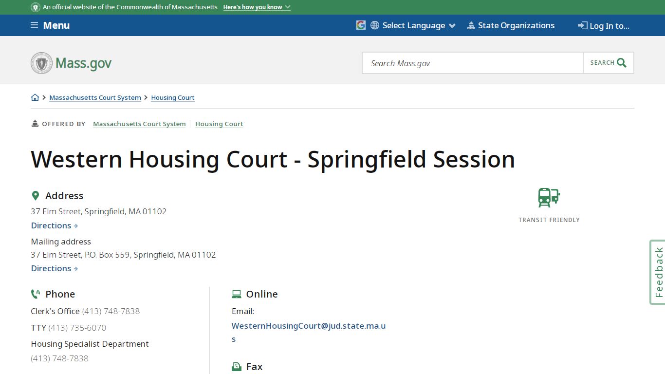Western Housing Court - Springfield Session | Mass.gov
